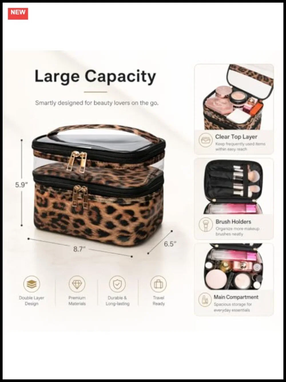Large Capacity Waterproof Makeup Bag Travel Cosmetics Organizer Foldable